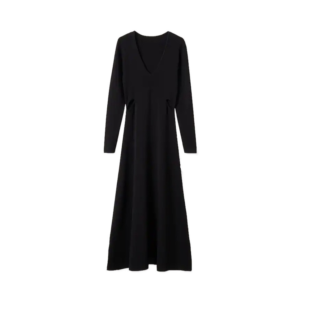 Mango NEW Cut Out Black Long Sleeve Dress Size Medium